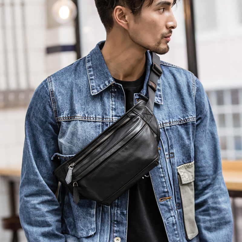 Mountain Biking Waist Pack - Yeni moda erkek hakiki deri bel