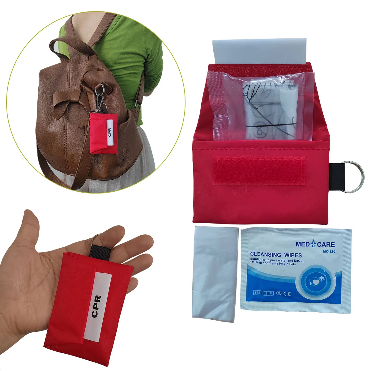 Mountain Biking First Aid Kit - Eldiven ile 3 adet CPR yüz
